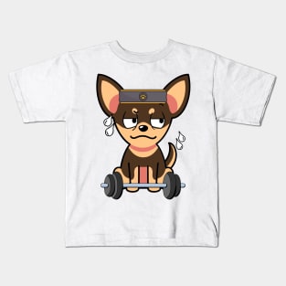 Cute small dog is exercising Kids T-Shirt